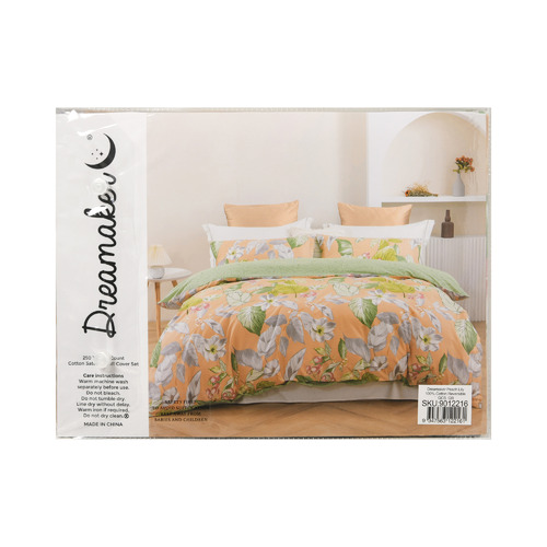 Peach Lily Cotton Reversible Quilt Cover Set