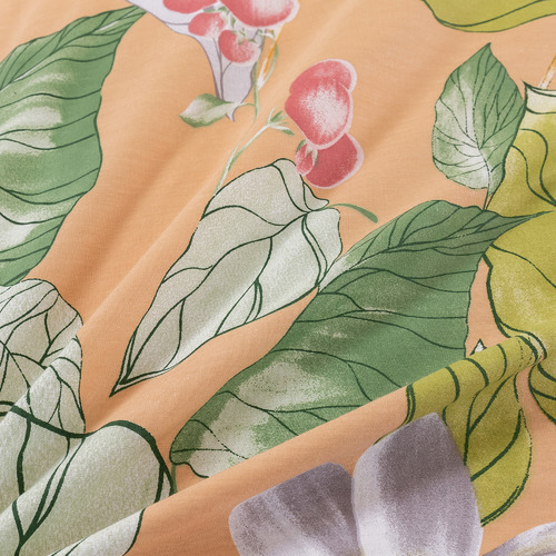 Peach Lily Cotton Reversible Quilt Cover Set