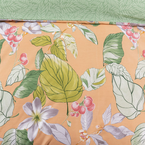 Peach Lily Cotton Reversible Quilt Cover Set