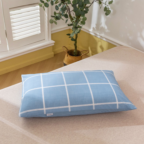 Blue Checkered Washed Cotton Comforter Set