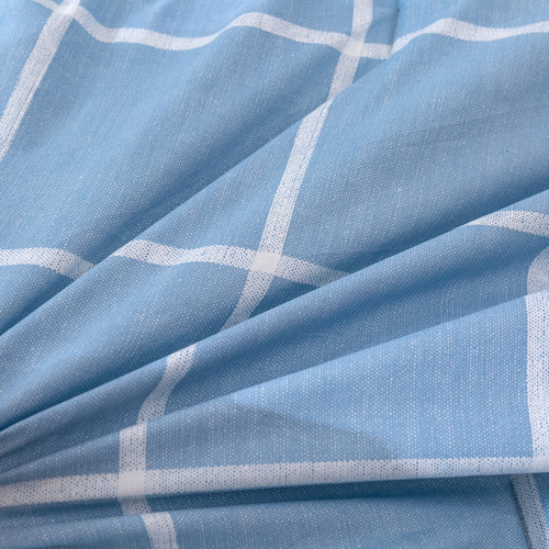Blue Checkered Washed Cotton Comforter Set