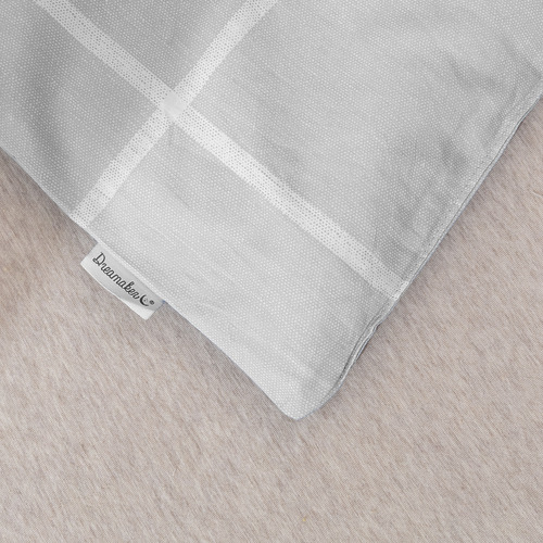 Grey Checkered Washed Cotton Comforter Set