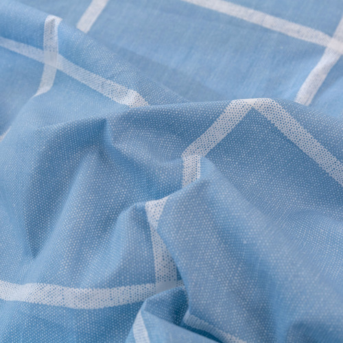 Blue Checkered Washed Cotton Comforter Set