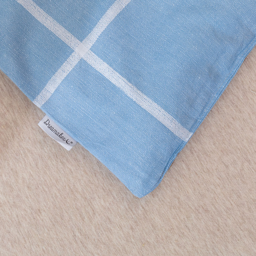 Blue Checkered Washed Cotton Comforter Set