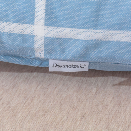 Blue Checkered Washed Cotton Comforter Set