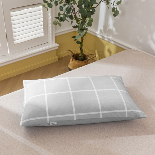 Grey Checkered Washed Cotton Comforter Set