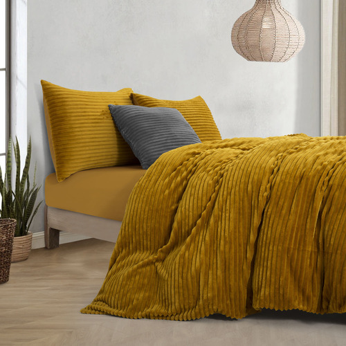 Dreamaker Mustard Embossed Quilt Cover Set Temple & ster