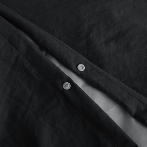 Black Washed Microfibre Quilt Cover Set