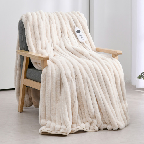 Dreamaker Chunky Faux Fur Heated Throw Temple & ster