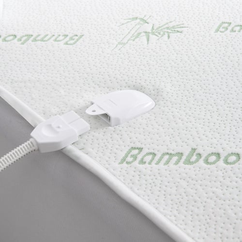 White Bamboo-Blend Electric Blanket