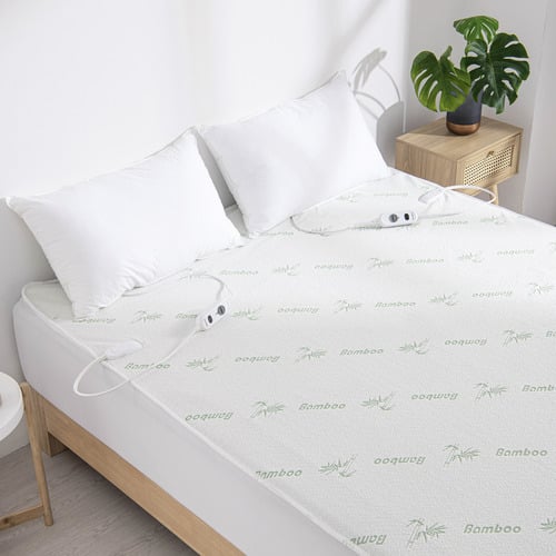 White Bamboo-Blend Electric Blanket