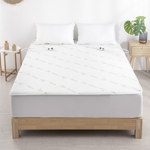 White Bamboo-Blend Electric Blanket