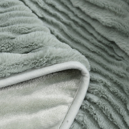 Sage Eyelash Fleece Reversible Heated Throw