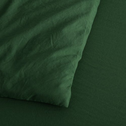 Hunter Green Washed Microfibre Quilt Cover Set