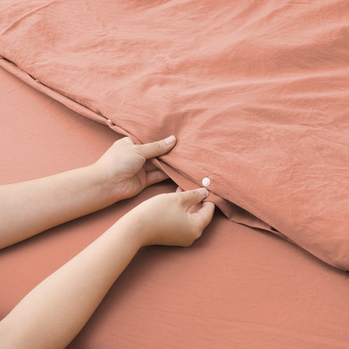 Pink Clay Washed Microfibre Quilt Cover Set