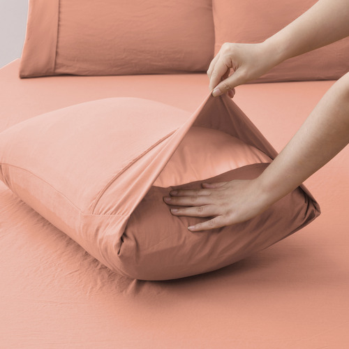 Pink Clay Washed Microfibre Quilt Cover Set