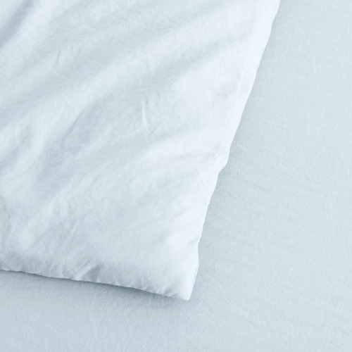 Ice Blue Washed Microfibre Quilt Cover Set