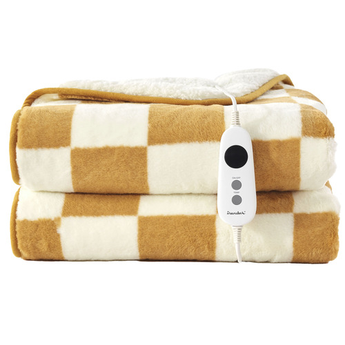 Checkered-Faux-Fur-Heated-Throw
