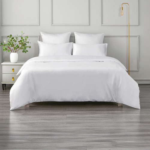 White Matte Satin Quilt Cover Set
