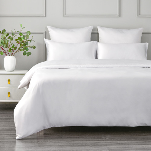 White Matte Satin Quilt Cover Set