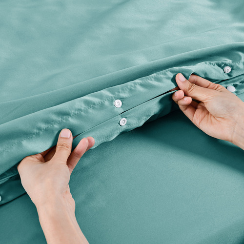 Blue Matte Satin Quilt Cover Set