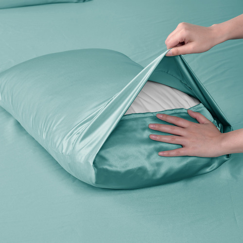 Blue Matte Satin Quilt Cover Set