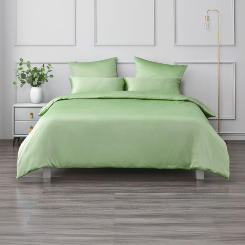 Green Matte Satin Quilt Cover Set