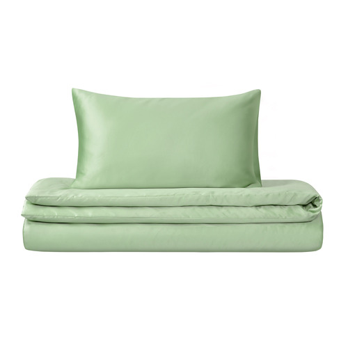 Green Matte Satin Quilt Cover Set