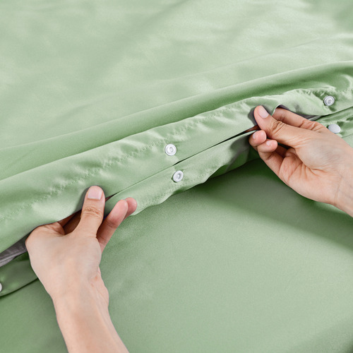 Green Matte Satin Quilt Cover Set