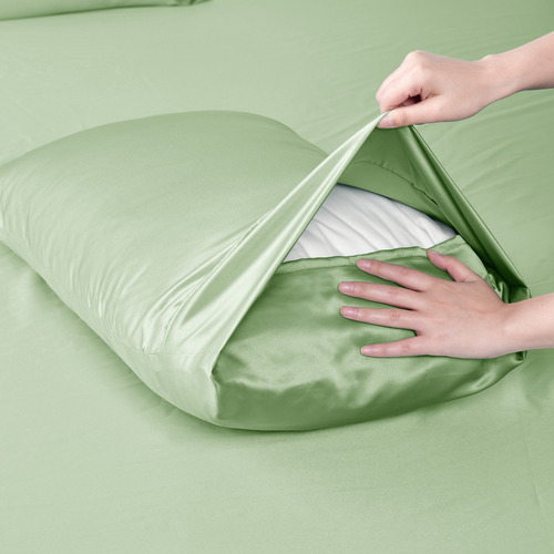 Green Matte Satin Quilt Cover Set