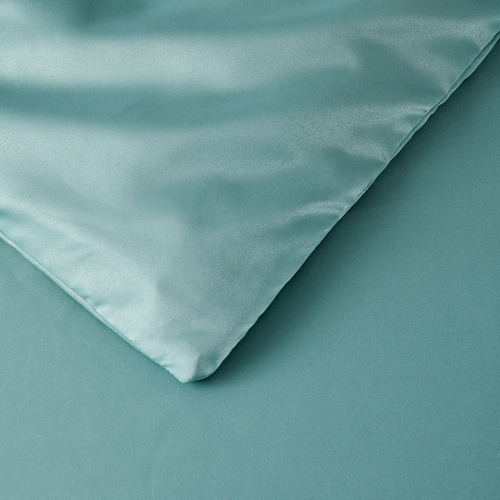Blue Matte Satin Quilt Cover Set