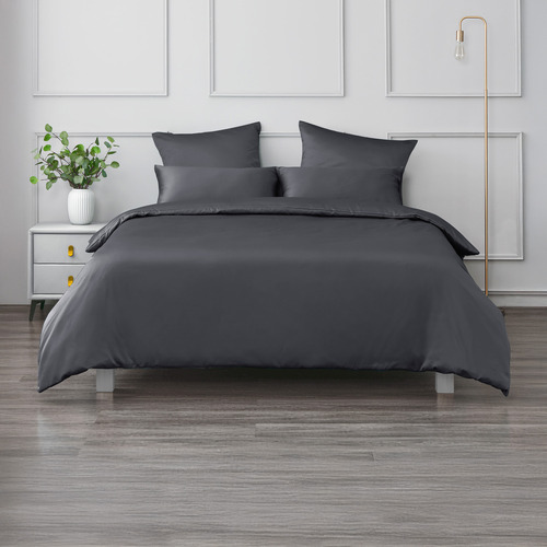 Black Matte Satin Quilt Cover Set