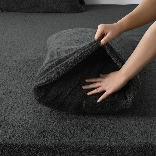 Charcoal Dreamaker Jasper Teddy Fleece Quilt Cover Set