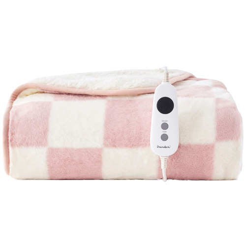 Checkered-Faux-Fur-Heated-Throw