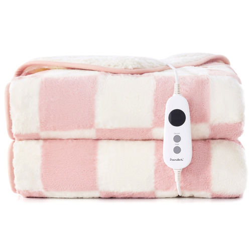 Checkered-Faux-Fur-Heated-Throw