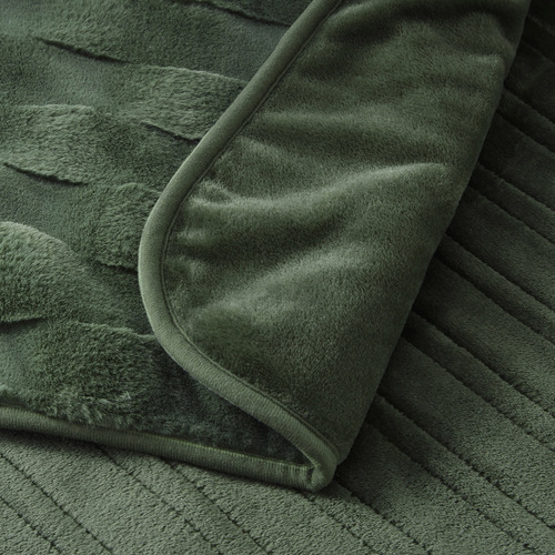Basketweave Faux Fur Heated Throw