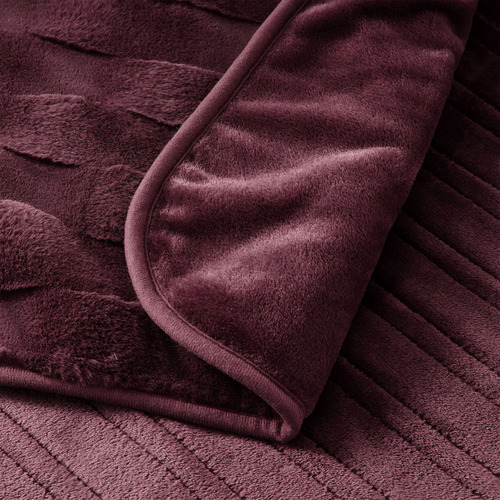 Basketweave Faux Fur Heated Throw