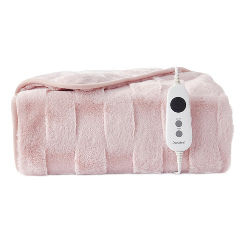 Basketweave Faux Fur Heated Throw
