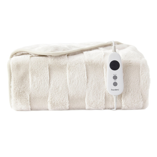 Basketweave Faux Fur Heated Throw