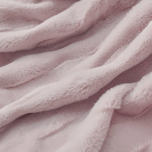 Basketweave Faux Fur Heated Throw