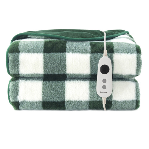 Gingham Plush Heated Throw