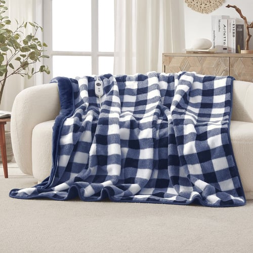 Gingham Plush Heated Throw