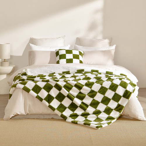 Checkered Plush Reversible Throw