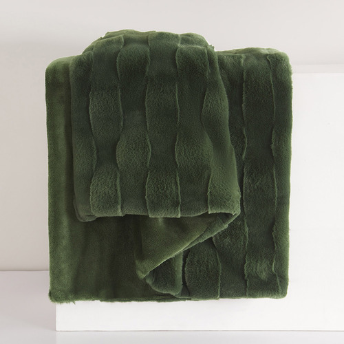 Basketweave Faux Fur Throw