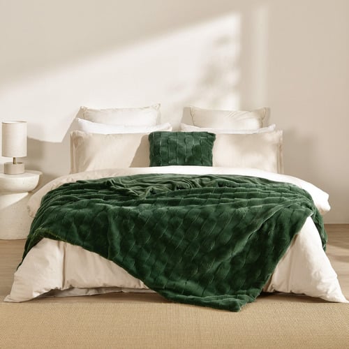 Basketweave Faux Fur Throw