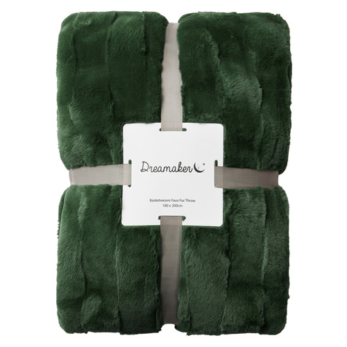 Basketweave Faux Fur Throw