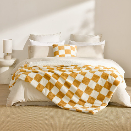 Checkered Plush Reversible Throw