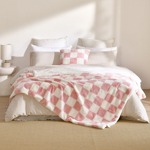Checkered Plush Reversible Throw