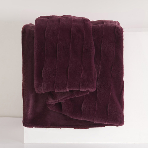 Basketweave Faux Fur Throw