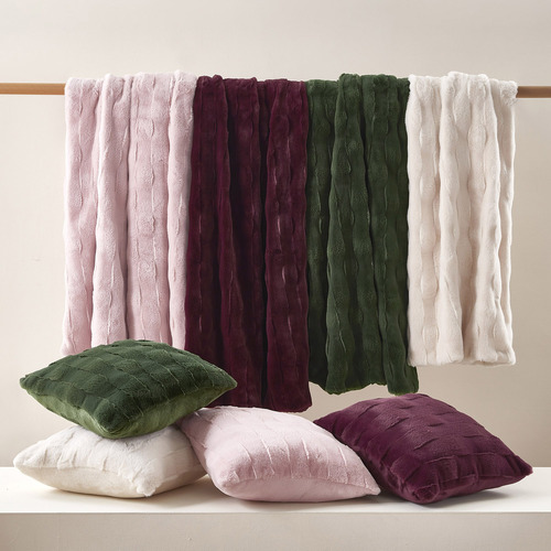 Basketweave Faux Fur Cushion
